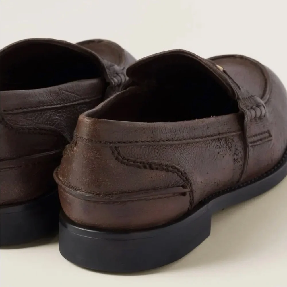 Miu Miu Calfskin penny loafers 38 cocoa brown - Picture 4 of 9